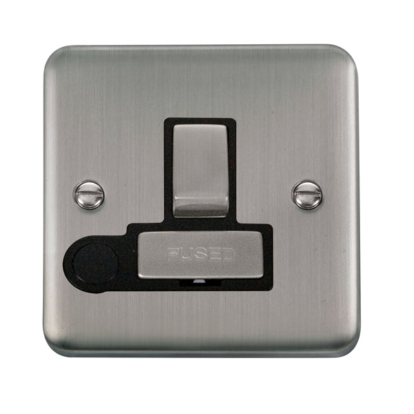 Click Deco Plus Stainless Steel Switched Fused Spur with Flex Outlet DPSS551BK