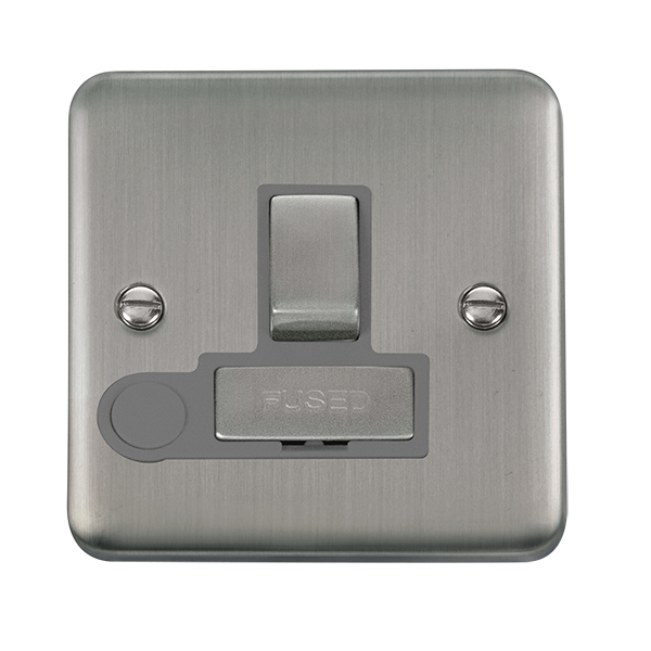 Click Deco Plus Stainless Steel Switched Fused Spur with Flex Outlet DPSS551GY