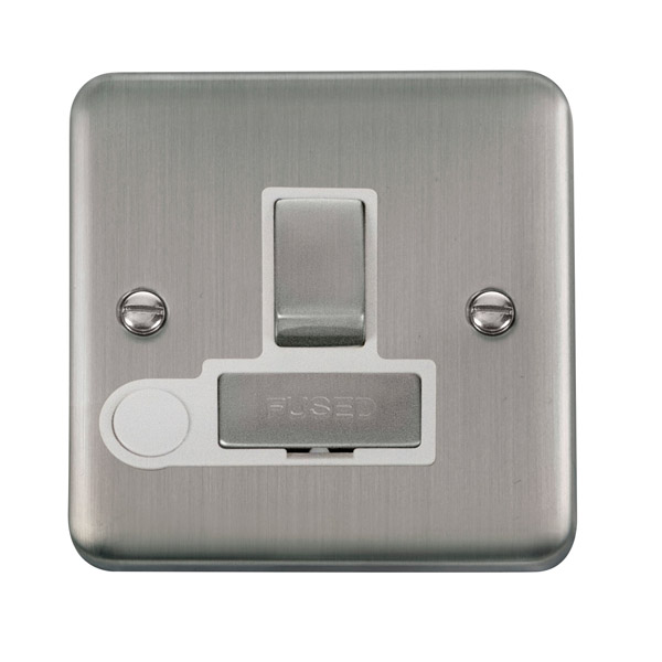 Click Deco Plus Stainless Steel Switched Fused Spur with Flex Outlet DPSS551WH