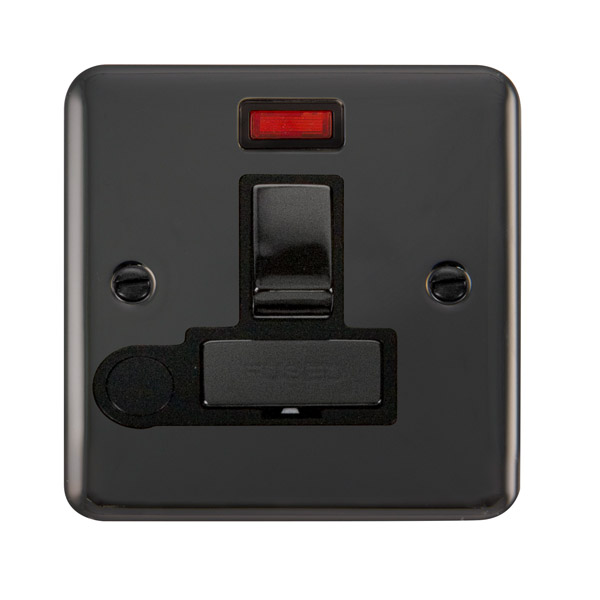 Click Deco Plus Black Nickel Switched Fused Spur with Neon and Flex Outlet DPBN552BK