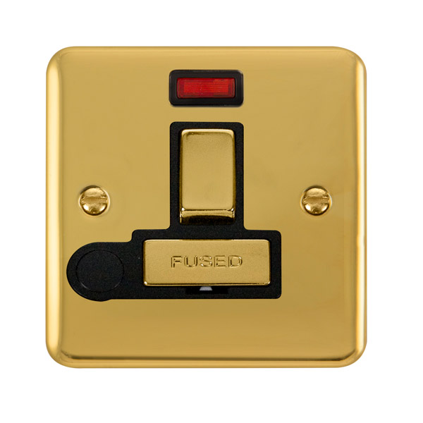 Click Deco Plus Polished Brass Switched Fused Spur with Neon and Flex Outlet DPBR552BK