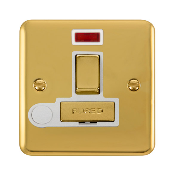Click Deco Plus Polished Brass Switched Fused Spur with Neon and Flex Outlet DPBR552WH