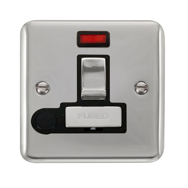 Click Deco Plus Polished Chrome Switched Fused Spur with Neon and Flex Outlet DPCH552BK