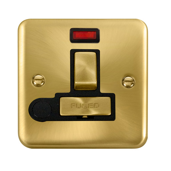 Click Deco Plus Satin Brass Switched Fused Spur with Neon and Flex Outlet DPSB552BK