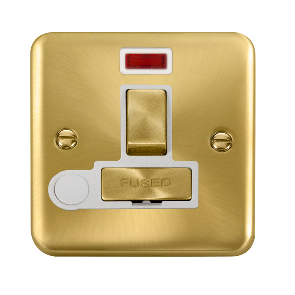 Click Deco Plus Satin Brass Switched Fused Spur with Neon and Flex Outlet DPSB552WH