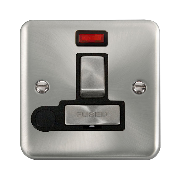 Click Deco Plus Satin Chrome Switched Fused Spur with Neon and Flex Outlet DPSC552BK