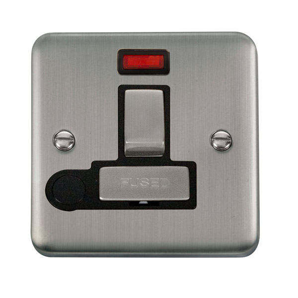 Click Deco Plus Stainless Steel Switched Fused Spur with Neon and Flex Outlet DPSS552BK