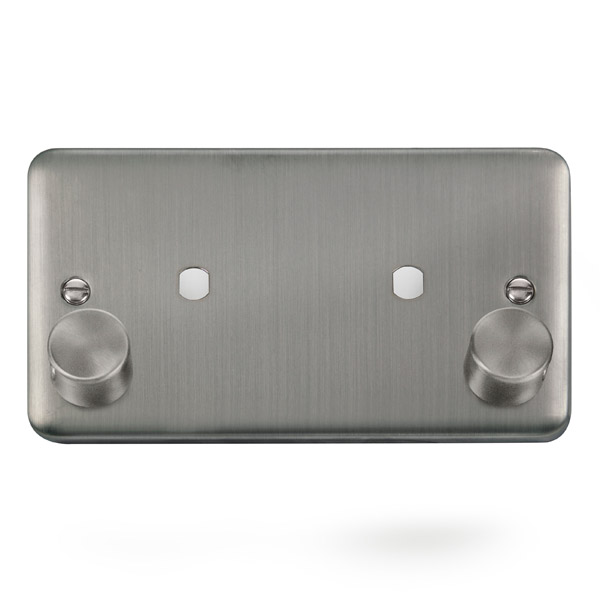 Click Deco Plus Stainless Steel Twin Dimmer Plate 1000W Max DPSS186