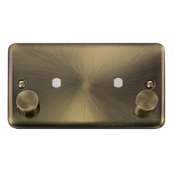 Click Deco Plus Antique Brass Twin Dimmer Plate 1630W Max DPAB186