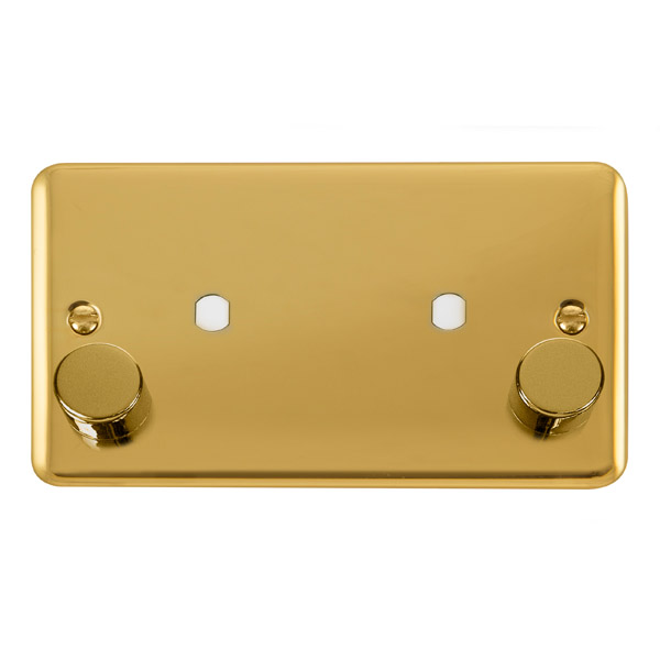 Click Deco Plus Polished Brass Twin Dimmer Plate 1630W Max DPBR186 