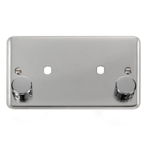 Click Deco Plus Polished Chrome Twin Dimmer Plate 1630W Max DPCH186 