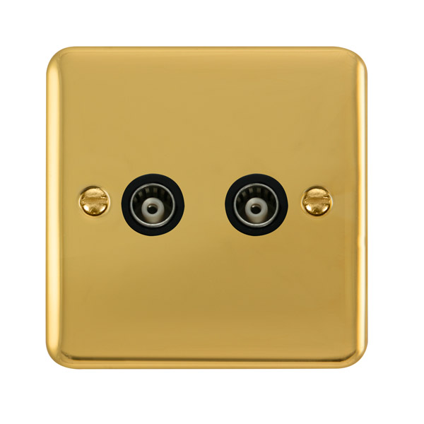 Click Deco Plus Polished Brass Twin Isolated Coaxial Outlet DPBR159BK
