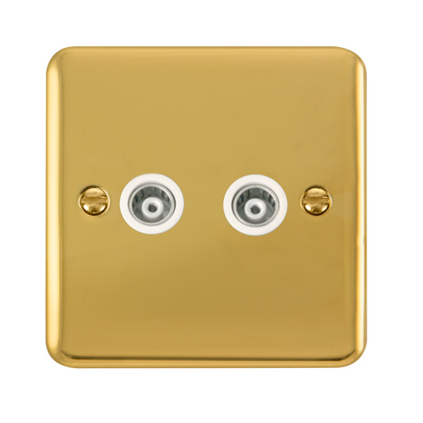 Click Deco Plus Polished Brass Twin Isolated Coaxial Outlet DPBR159WH