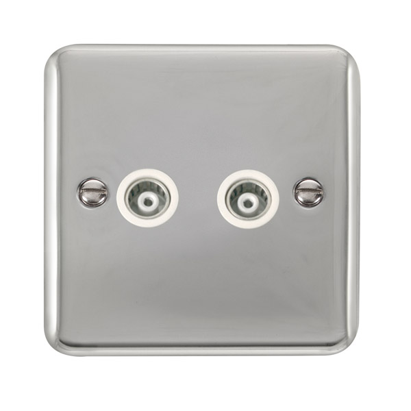 Click Deco Plus Polished Chrome Twin Isolated Coaxial Outlet DPCH159WH