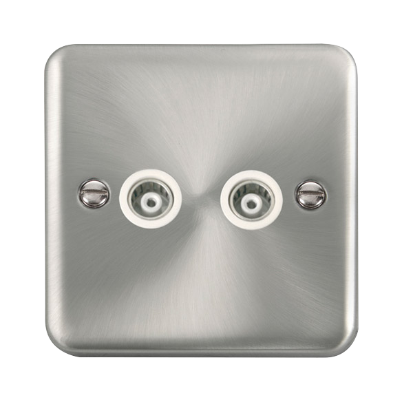 Click Deco Plus Satin Chrome Twin Isolated Coaxial Outlet DPSC159WH