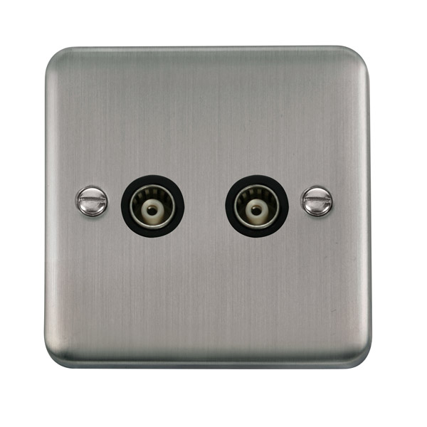 Click Deco Plus Stainless Steel Twin Isolated Coaxial Outlet DPSS159BK