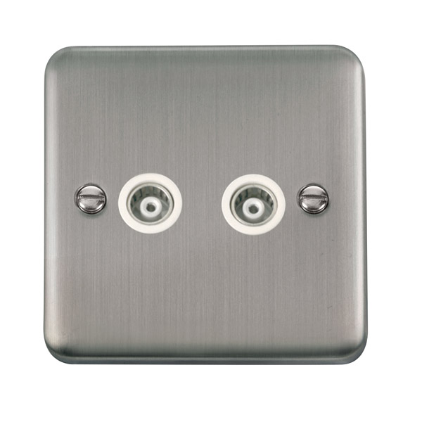 Click Deco Plus Stainless Steel Twin Isolated Coaxial Outlet DPSS159WH