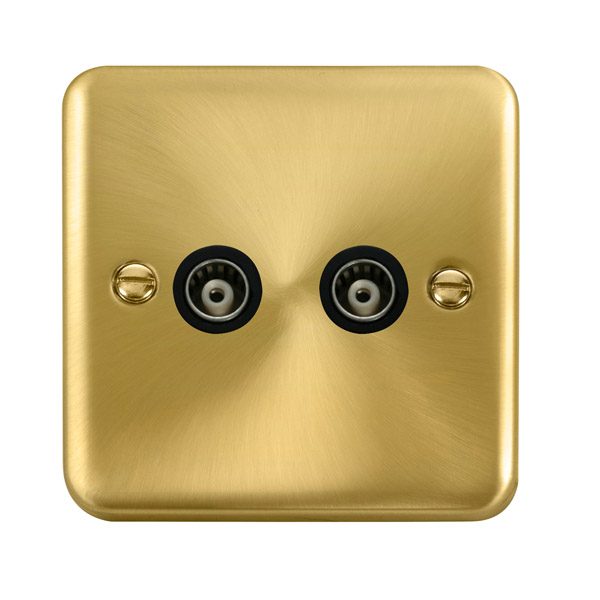 Click Deco Plus Satin Brass Twin Isolated Coaxial Socket DPSB159BK