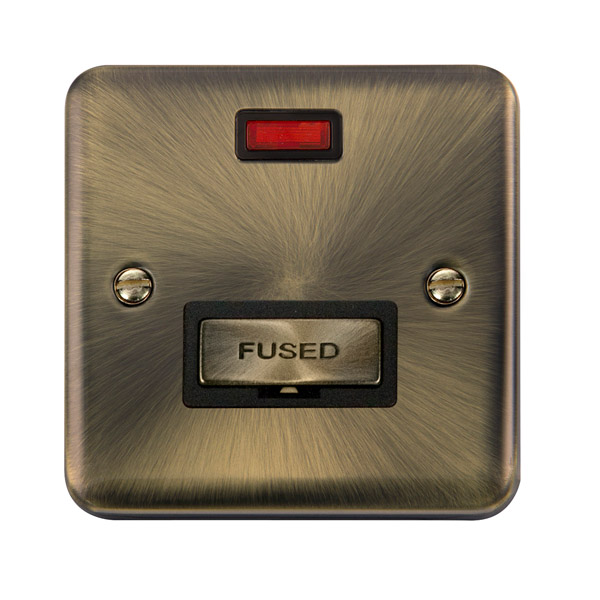 Click Deco Plus Antique Brass Unswitched Fused Spur with Neon DPAB753BK
