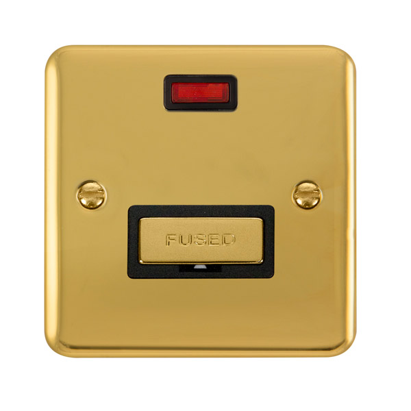 Click Deco Plus Polished Brass Unswitched Fused Spur with Neon DPBR753BK