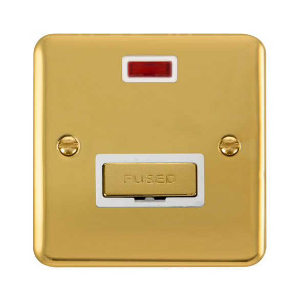 Click Deco Plus Polished Brass Unswitched Fused Spur with Neon DPBR753WH
