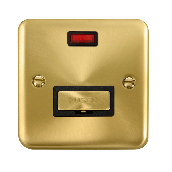 Click Deco Plus Satin Brass Unswitched Fused Spur with Neon DPSB753BK