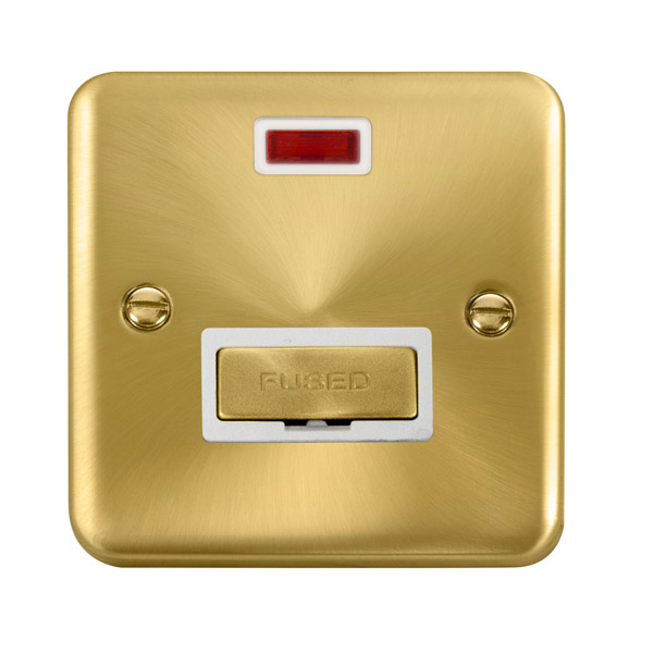 Click Deco Plus Satin Brass Unswitched Fused Spur with Neon DPSB753WH
