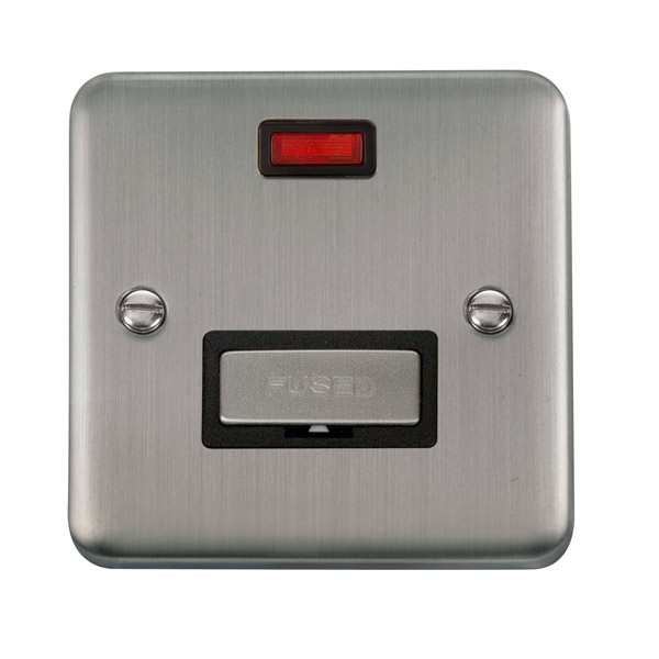 Click Deco Plus Stainless Steel Unswitched Fused Spur with Neon DPSS753BK