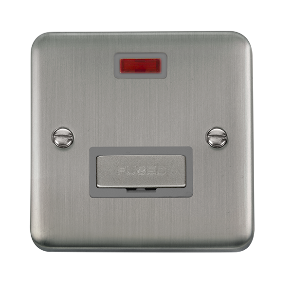 Click Deco Plus Stainless Steel Unswitched Fused Spur with Neon DPSS753GY