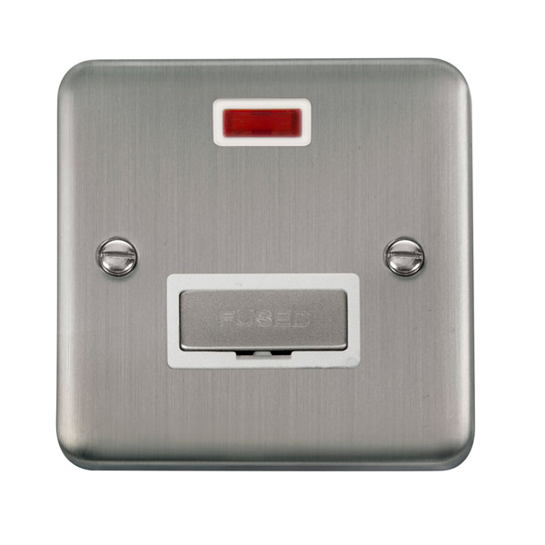 Click Deco Plus Stainless Steel Unswitched Fused Spur with Neon DPSS753WH