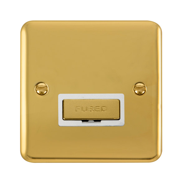 Click Deco Plus Polished Brass Unswitched Fused Spur DPBR750WH
