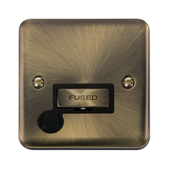Click Deco Plus Antique Brass Unswitched Fused Spur with Flex Outlet DPAB550BK