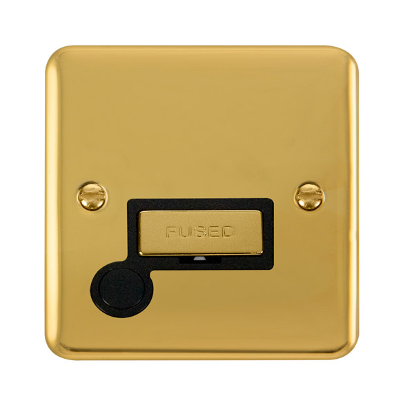 Click Deco Plus Polished Brass Unswitched Fused Spur with Flex Outlet DPBR550BK