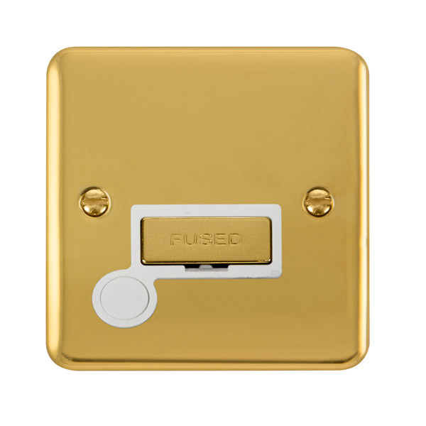 Click Deco Plus Polished Brass Unswitched Fused Spur with Flex Outlet DPBR550WH