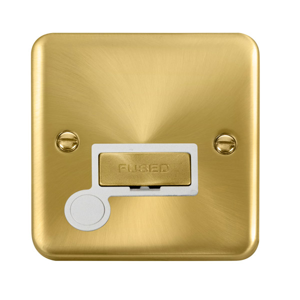 Click Deco Plus Satin Brass Unswitched Fused Spur with Flex Outlet DPSB550WH