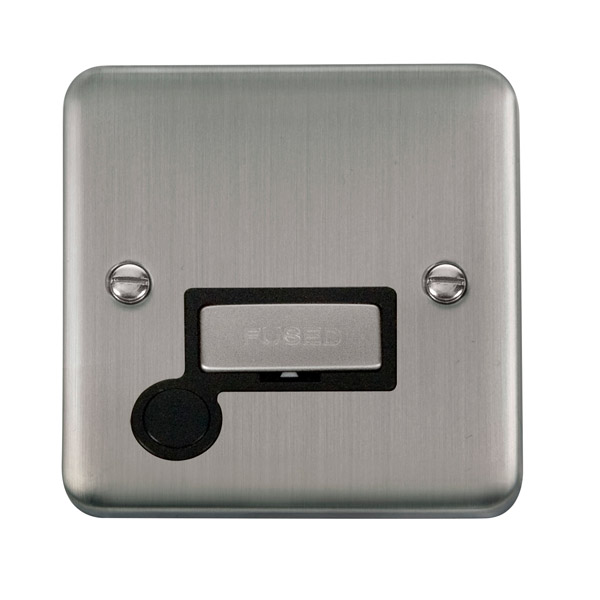Click Deco Plus Stainless Steel Unswitched Fused Spur with Flex Outlet DPSS550BK