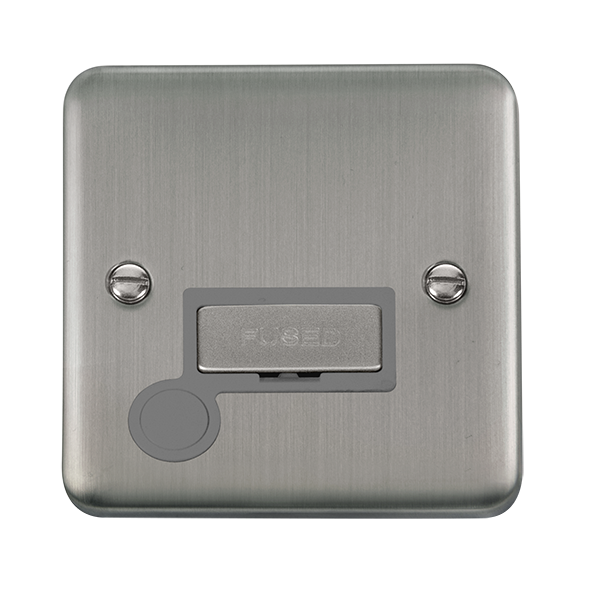 Click Deco Plus Stainless Steel Unswitched Fused Spur with Flex Outlet DPSS550GY
