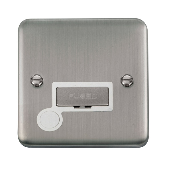 Click Deco Plus Stainless Steel Unswitched Fused Spur with Flex Outlet DPSS550WH