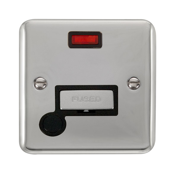 Click Deco Plus Polished Chrome Unswitched Fused Spur with Neon and Flex Outlet DPCH553BK