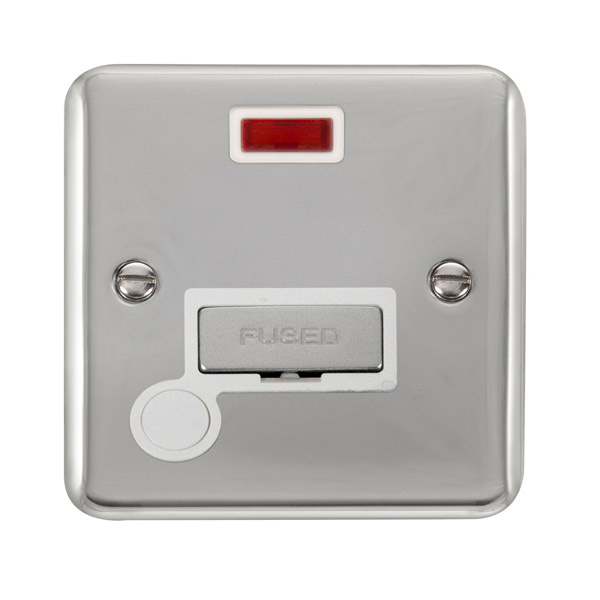 Click Deco Plus Polished Chrome Unswitched Fused Spur with Neon and Flex Outlet DPCH553WH