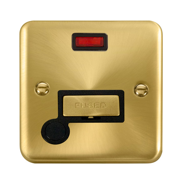 Click Deco Plus Satin Brass Unswitched Fused Spur with Neon and Flex Outlet DPSB553BK