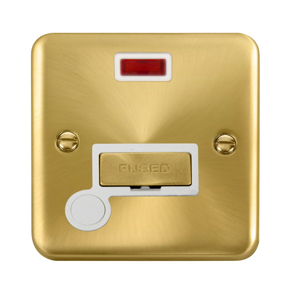 Click Deco Plus Satin Brass Unswitched Fused Spur with Neon and Flex Outlet DPSB553WH