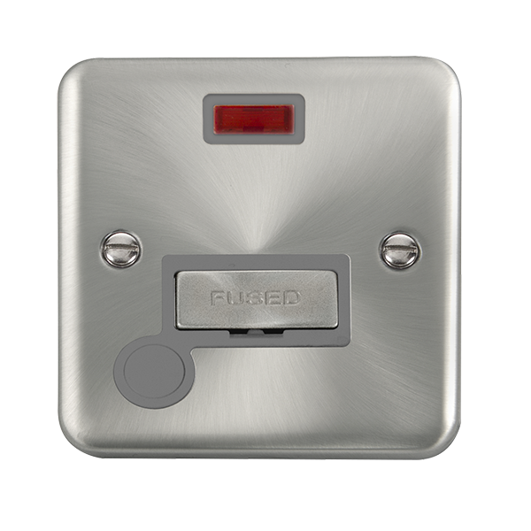 Click Deco Plus Satin Chrome Unswitched Fused Spur with Neon and Flex Outlet DPSC553GY