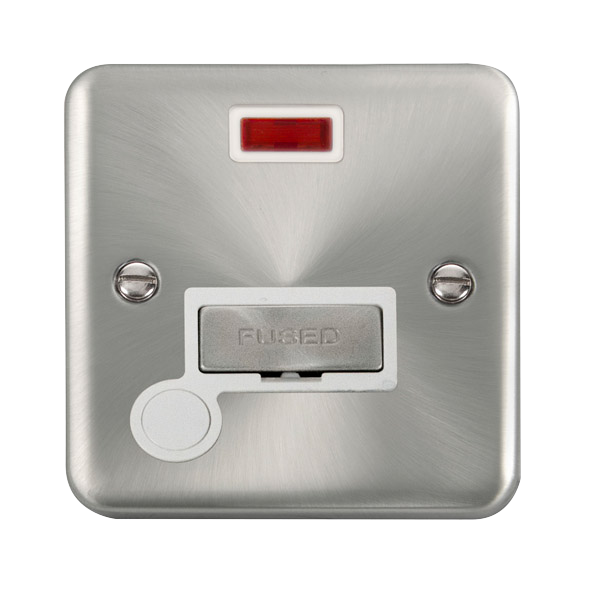 Click Deco Plus Satin Chrome Unswitched Fused Spur with Neon and Flex Outlet DPSC553WH
