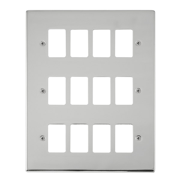 Click Deco Polished Chrome 12 Gang Grid Pro Front Plate VPCH20512