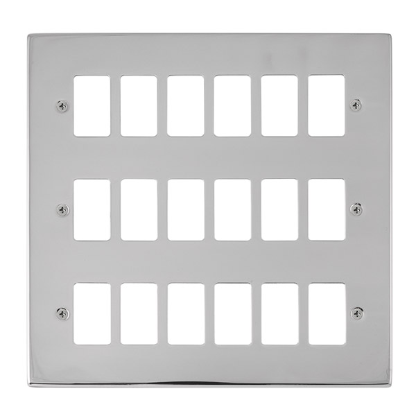 Click Deco Polished Chrome 18 Gang Grid Pro Front Plate VPCH20518