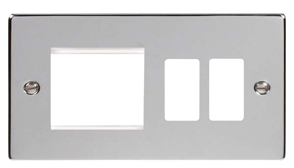 Click Deco Polished Chrome New Media - Grid Pro Combi Plate VPCH31102
