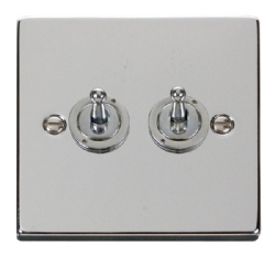 Click Deco Polished Chrome 2 Gang 2 Way Toggle Switch VPCH422
