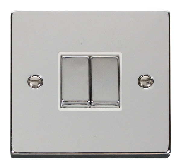 Click Deco Polished Chrome 2 Gang 2 Way Switch VPCH412WH