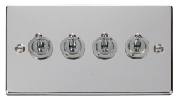 Click Deco Polished Chrome 4 Gang 2 Way Toggle Switch VPCH424
